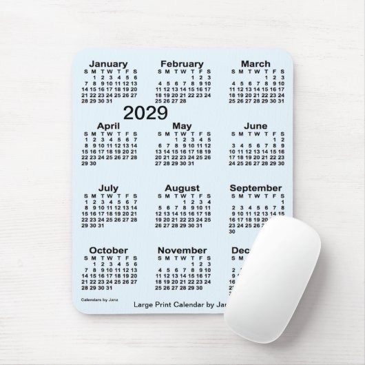 2029 Alice Blue Large Print Calendar von Janz Mousepad (Mit Mouse)