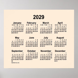 2029 Antik-Weiß-Kalender von Janz Print Poster