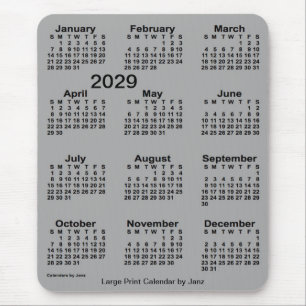 2029 Battleship Gray Large Print Calendar von Janz Mousepad
