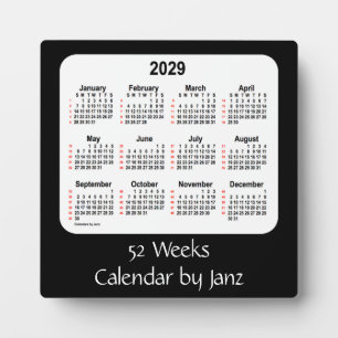 2029 Black 52 Weeks Calendar von Janz Fotoplatte