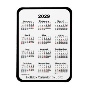2029 Black Holiday Calendar von Janz Magnet
