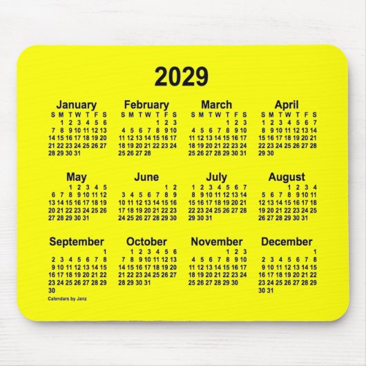 2029 Gelber Kalender von Janz Mouse Pad Mousepad (Vorne)