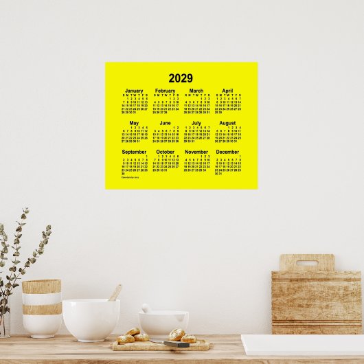 2029 Gelber Kalender von Janz Print Poster (Küche)