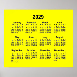 2029 Gelber Kalender von Janz Print Poster