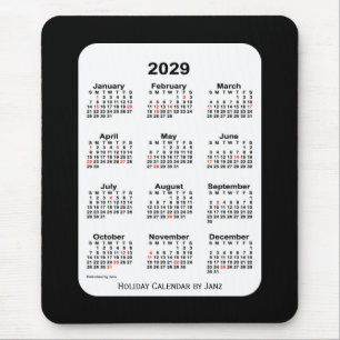 2029 Holiday Two Tone Black Calendar von Janz Mousepad