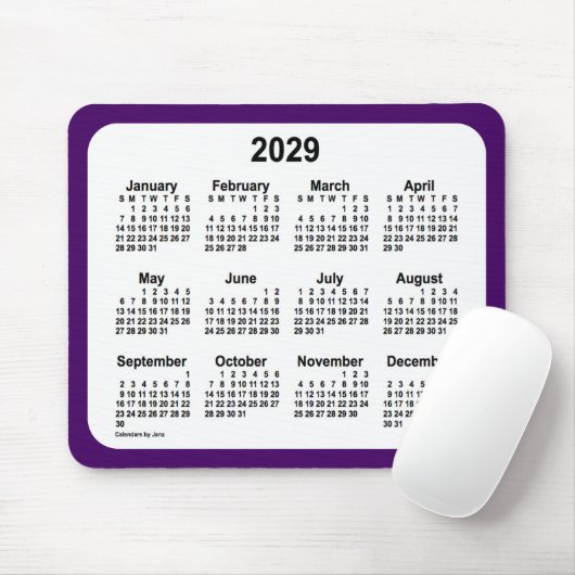 2029 Lila und weißer Kalender von Janz Two Tone Mousepad (Mit Mouse)