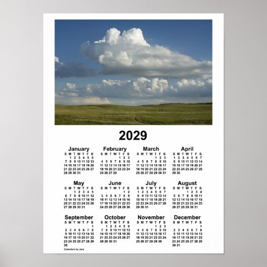 2029 Nebraska Sandhills Calendar von Janz Poster (Vorne)