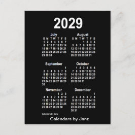 2029 Neon White 6 Month Mini Kalender von Janz Postkarte