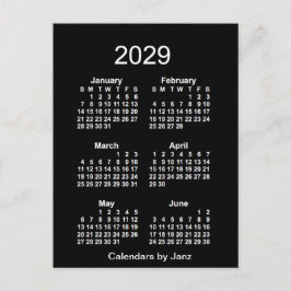 2029 Neon White 6 Month Mini Kalender von Janz Postkarte