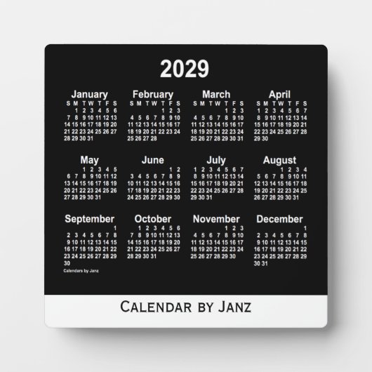 2029 Neon White Desk Calendar von Janz Fotoplatte (Vorderseite)