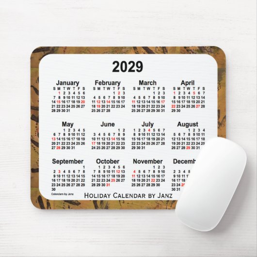 2029 Orange Holiday Art Calendar von Janz Mouse Pa Mousepad (Mit Mouse)