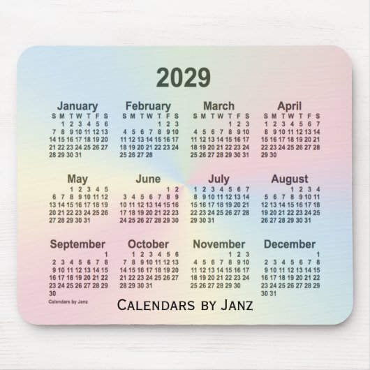 2029 Rainbow Cloud Calendar von Janz Mousepad (Vorne)