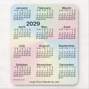 2029 Rainbow Cloud Large Print Calendar by Janz Mousepad