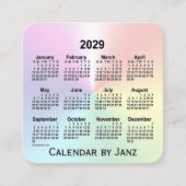 2029 Rainbow Shimmer Calendar von Janz Quadratische Visitenkarte (Vorderseite)