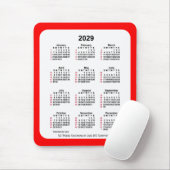 2029 Red 52 Weeks ISO Kalender von Janz Two Tone Mousepad (Mit Mouse)