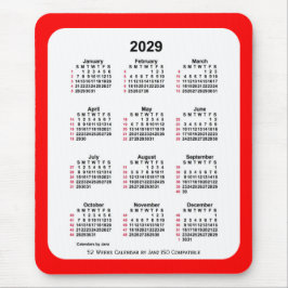 2029 Red 52 Weeks ISO Kalender von Janz Two Tone Mousepad