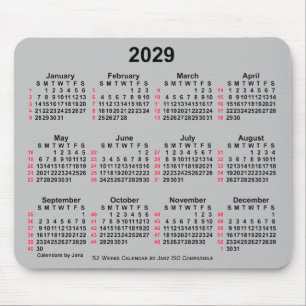 2029 Silver 52 Weeks ISO Calendar by Janz Mousepad