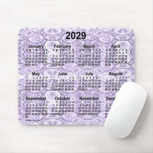 2029 Tiny Bubbles Lila Calendar von Janz Mousepad (Mit Mouse)
