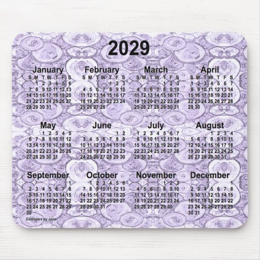 2029 Tiny Bubbles Lila Calendar von Janz Mousepad (Vorne)