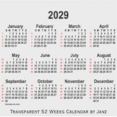 2029 Transparenter 52-Wochen-Kalender von Janz Aufkleber (Vorderseite)