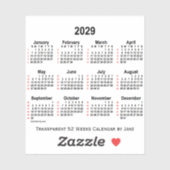2029 Transparenter 52-Wochen-Kalender von Janz Aufkleber (Blatt)