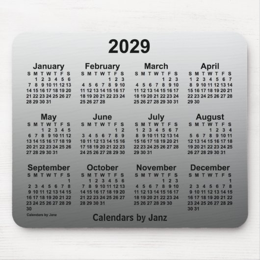 2029 Verblasster Weißkalender von Janz Mousepad (Vorne)