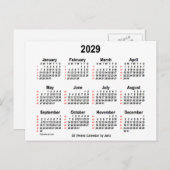 2029 Weißer 52-Wochen-Kalender von Janz Postkarte (Vorne/Hinten)