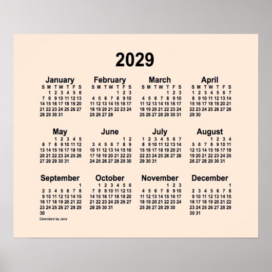 2029 Weißer Kalender der Antike von Janz Print Poster (Vorne)