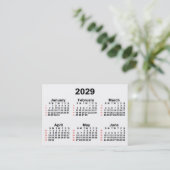 2029 White 52 Week Calendar by Janz Business Cards Visitenkarte (Stehend Vorderseite)