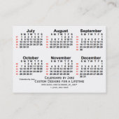 2029 White 52 Week Calendar by Janz Business Cards Visitenkarte (Rückseite)