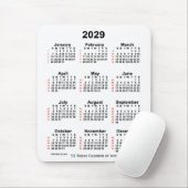 2029 White 52 Week Calendar by Janz Mousepad (Mit Mouse)