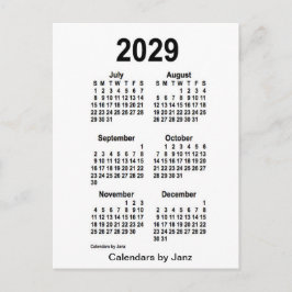 2029 White 6 Month Mini Kalender von Janz Postkarte