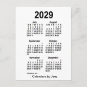 2029 White 6 Month Mini Kalender von Janz Postkarte (Vorderseite)