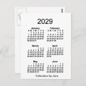 2029 White 6 Month Mini Kalender von Janz Postkarte (Vorne/Hinten)