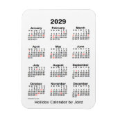 2029 White Holiday Calendar von Janz Magnet (Vertikal)