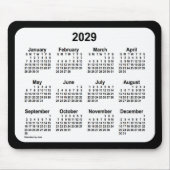 2029 White on Black Calendar by Janz Two Tone Mousepad (Vorne)