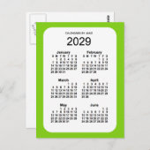 2029 Yellow Green 6 Month Mini Calendar von Janz Postkarte (Vorne/Hinten)