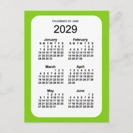 2029 Yellow Green 6 Month Mini Calendar von Janz Postkarte
