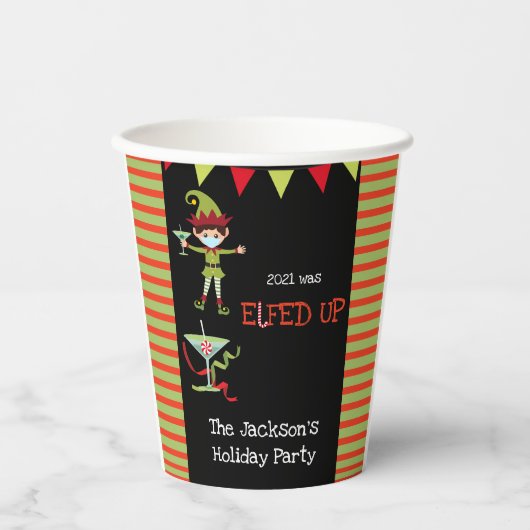 202 wurde Elfed Up Funny Cocktail Party Weihnachte Pappbecher (Vorderseite)