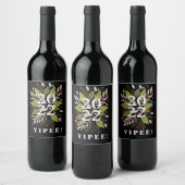 202 YIPPEE (schwarz) Elegant & Funny New Year Wine Weinetikett (Flaschen)