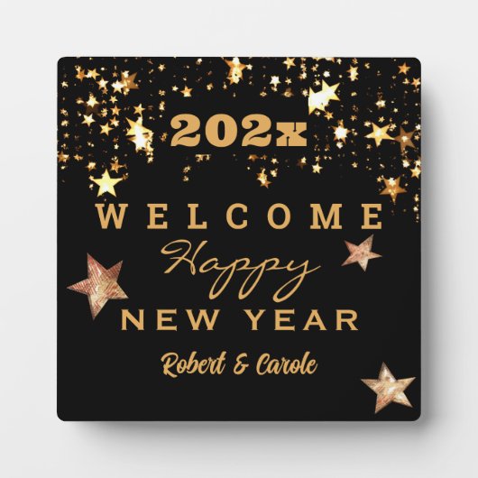 202x Frohes Neues Jahr, Wohngestaltung, Welcome Pl Fotoplatte (Vorderseite)