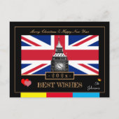 202x Happy New Year, Britische Flagge, Big Ben UK Postkarte (Vorderseite)