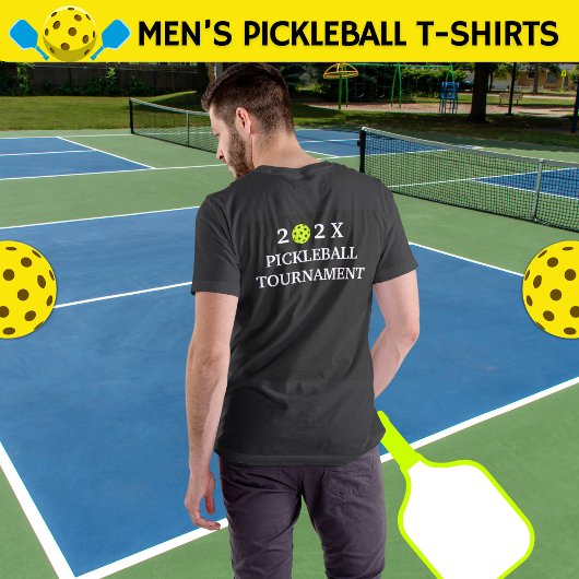 202X Pickleball Turnier zurück Schwarz T-Shirt