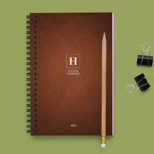 202x wöchentlich braunes Leder Classic Monogramm Planer