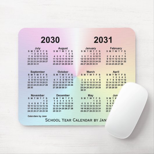 2030-2031 Rainbow Cloud School Calendar by Janz Mousepad (Mit Mouse)