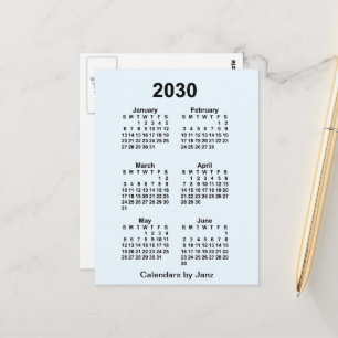 2030 Alice Blue 6 Month Mini Kalender von Janz Postkarte