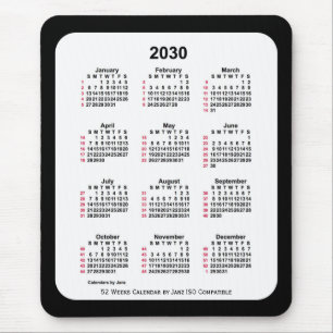 2030 Black 52 Weeks ISO Kalender von Janz Two Tone Mousepad