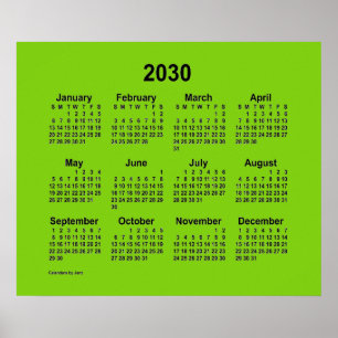 2030 Gelber grüner Kalender von Janz Print Poster