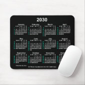2030 Neon White 52 Weeks ISO Calendar by Janz Mousepad (Mit Mouse)