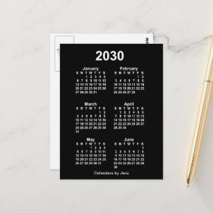 2030 Neon White 6-Monats-Mini-Kalender von Janz Postkarte